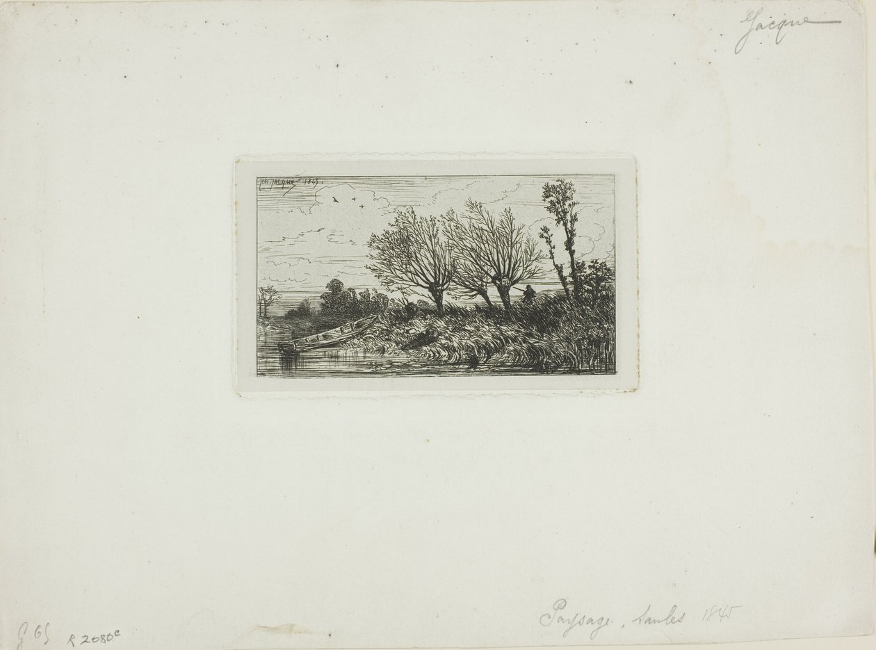 Landskab, Piletræer af Charles Emile Jacque