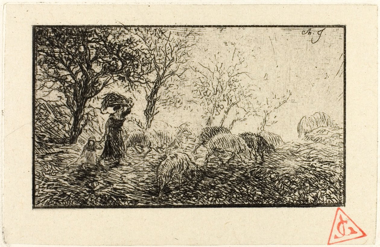 Landskab og dyr af Charles Emile Jacque