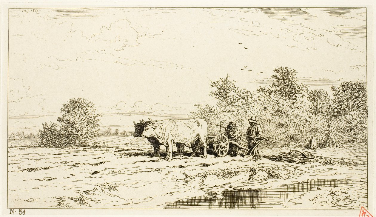 Landskab med landarbejdere af Charles Emile Jacque