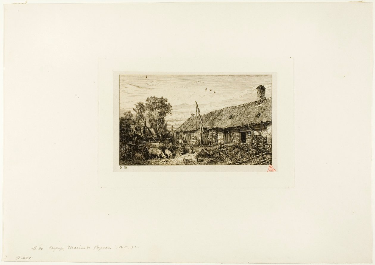 Landskab med Bondehjem af Charles Emile Jacque