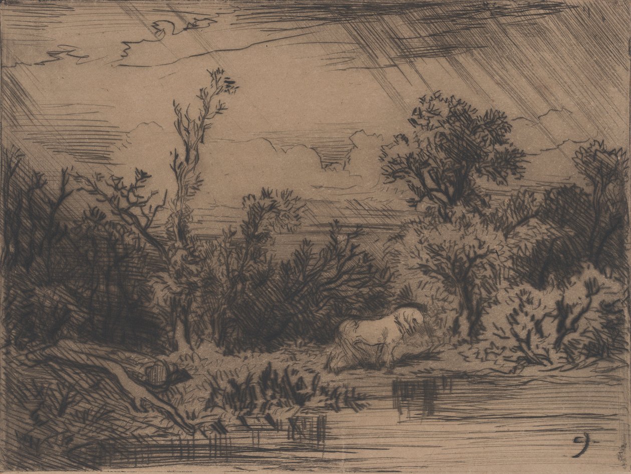 Landskab med tordenvejr, 1848. af Charles Emile Jacque