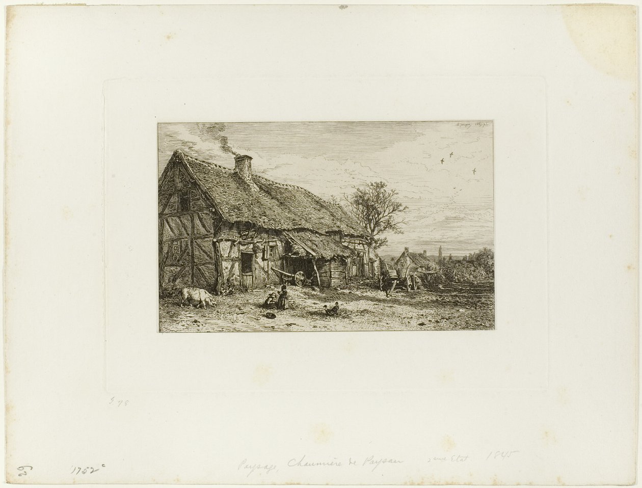 Landskab med Bondebolig af Charles Emile Jacque