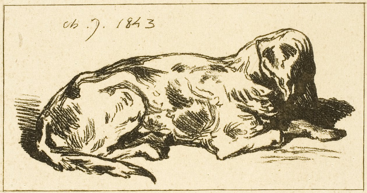 Liggende hund af Charles Emile Jacque