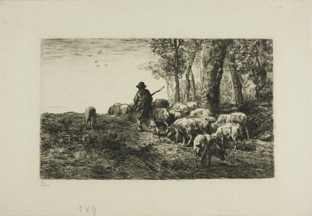 Mand med svineflokke af Charles Emile Jacque