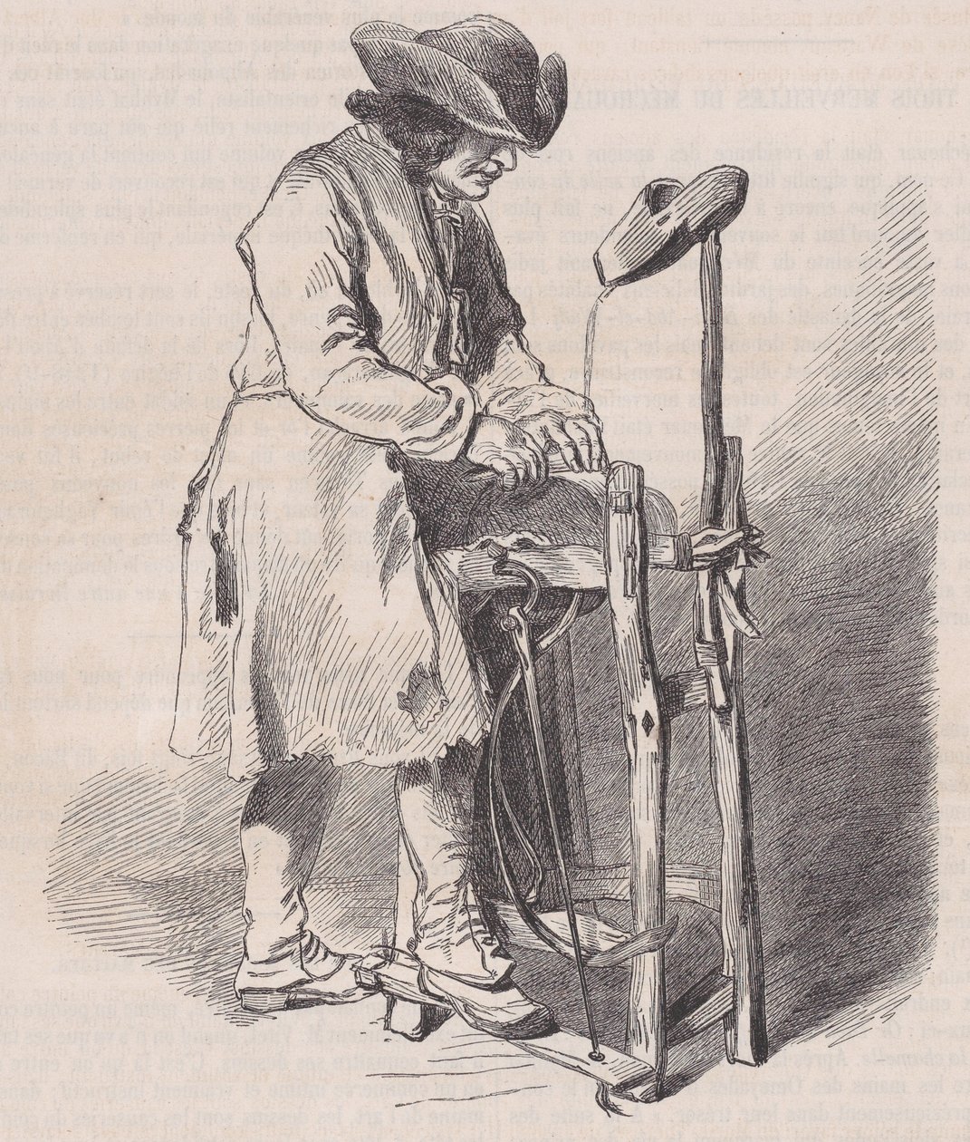 Louvre Museum, samling af tegninger, Le Remouleur, af Watteau, fra Magasin Pitto..., ca. 1852. af Charles Emile Jacque