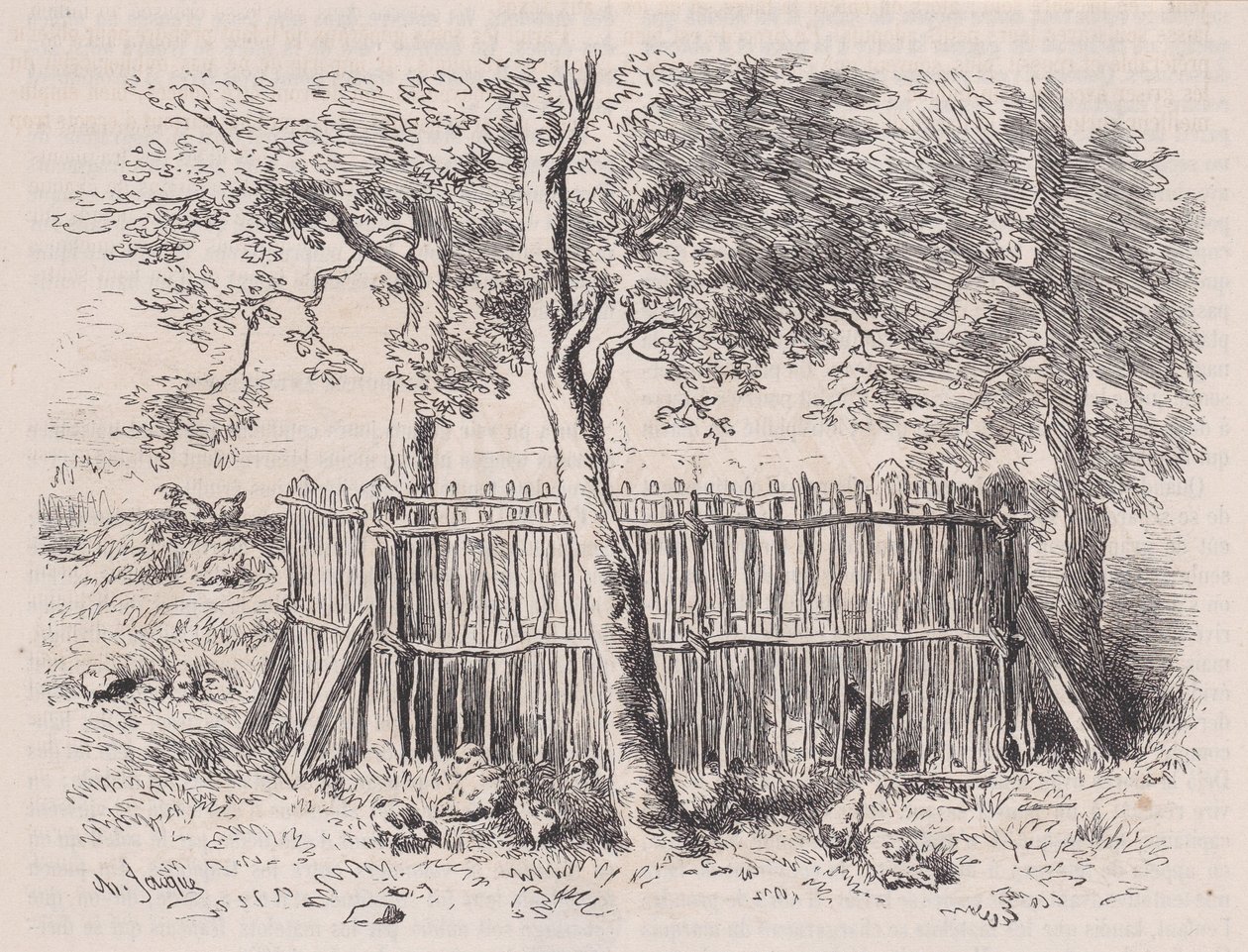 Skolepark, fra Magasin Pittoresque, ca. 1852. af Charles Emile Jacque