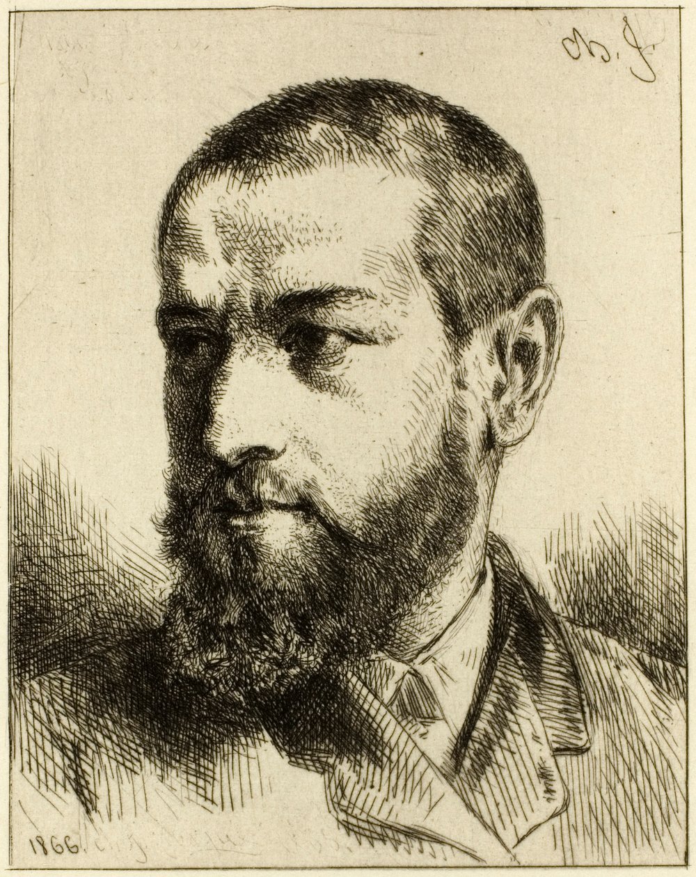 Portræt af J.J. Guiffrey af Charles Emile Jacque