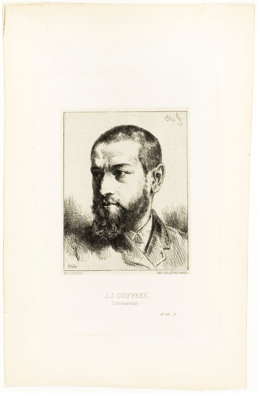 Portræt af J.J. Guiffrey af Charles Emile Jacque