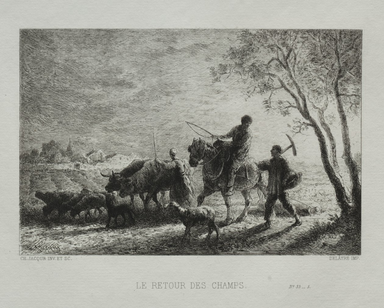 Vender tilbage fra markerne. af Charles Emile Jacque