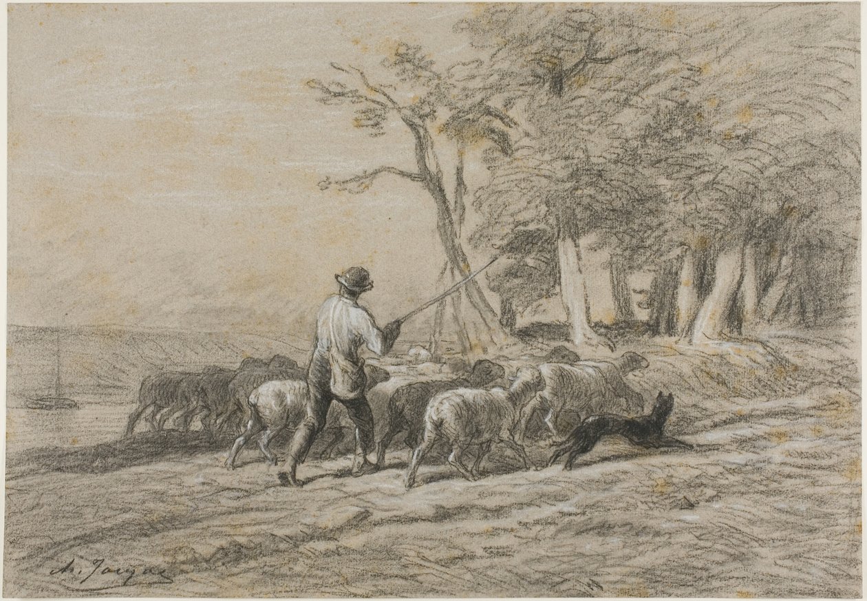 Hyrden og hans flok af Charles Emile Jacque