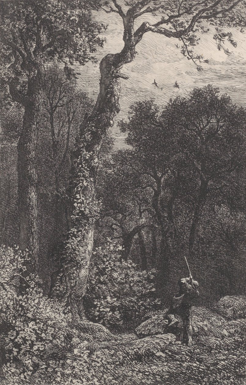 At skyde en skovsneppe, 1864. af Charles Emile Jacque