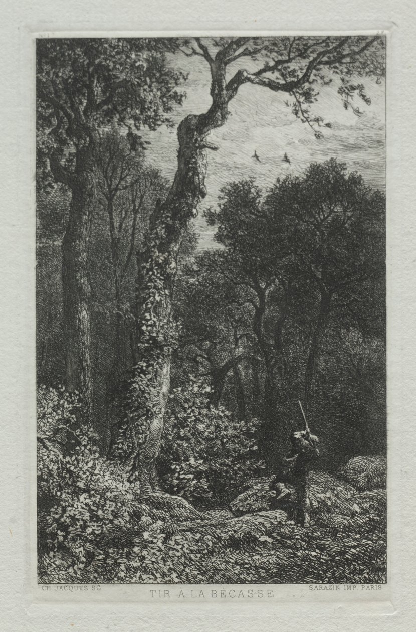 At skyde skovsneppen. af Charles Emile Jacque