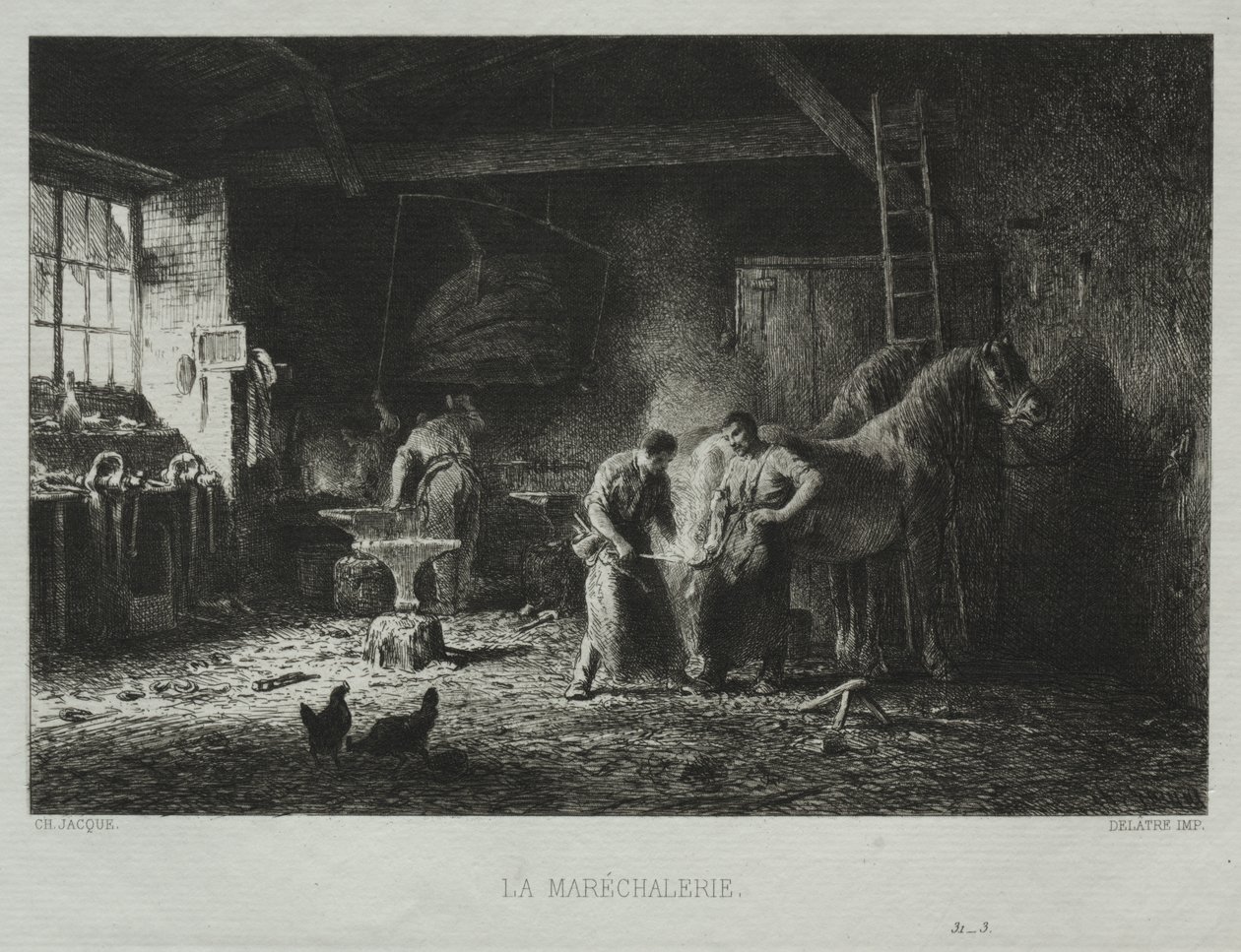 Smedebutikken af Charles Emile Jacque