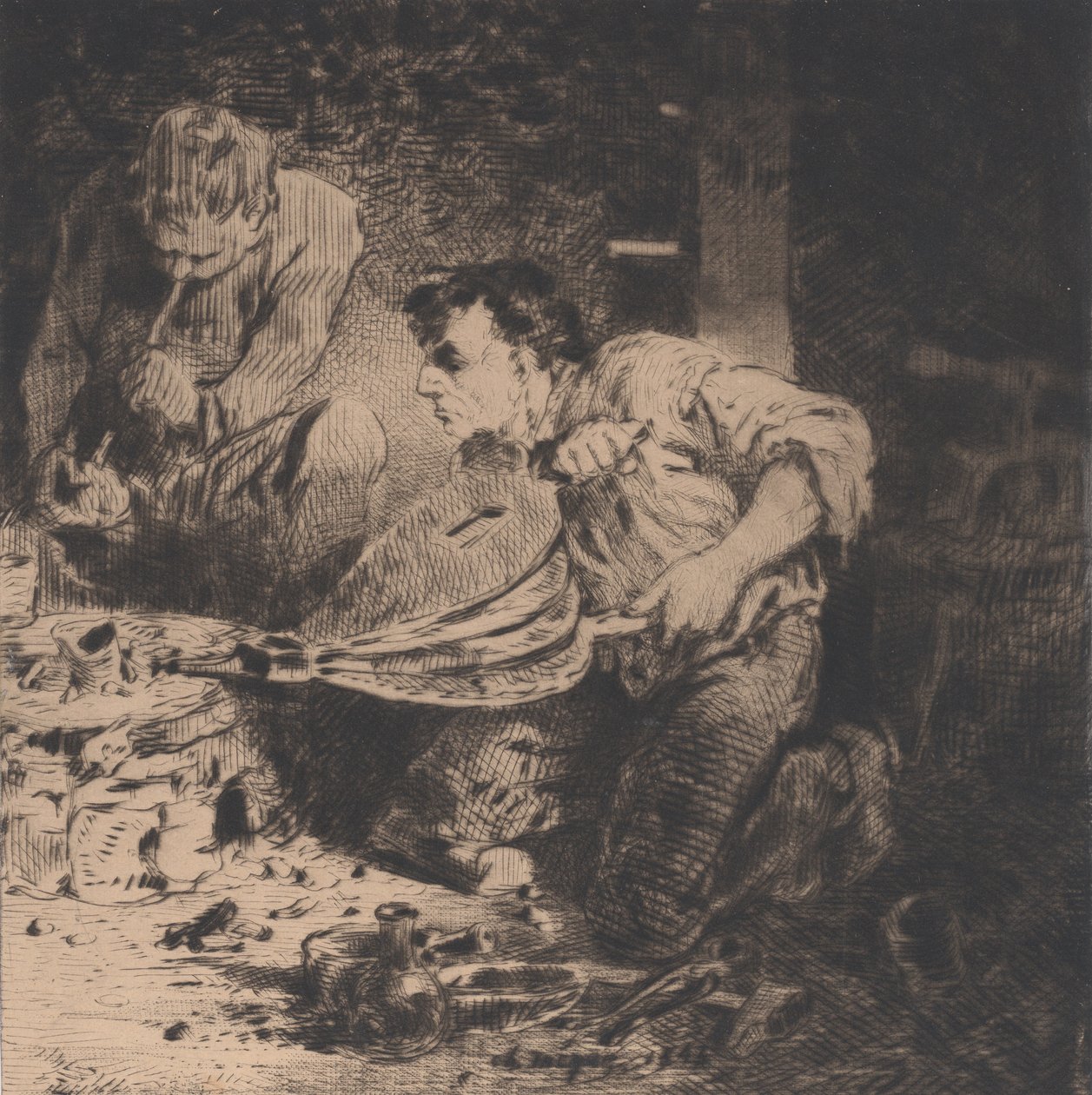 Falskmønterne, 1843. af Charles Emile Jacque
