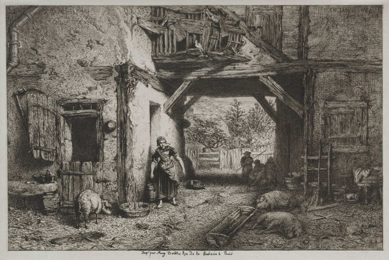 Gårdgården. af Charles Emile Jacque
