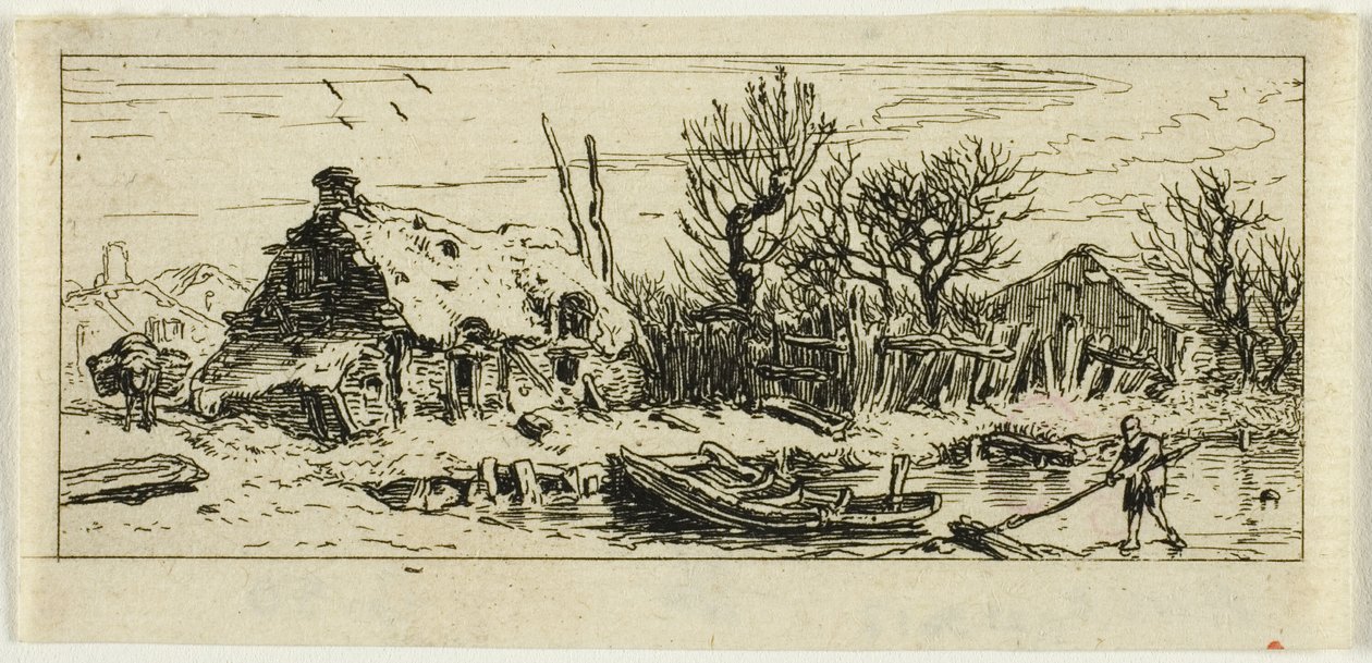 Den frosne dam, lille tallerken af Charles Emile Jacque