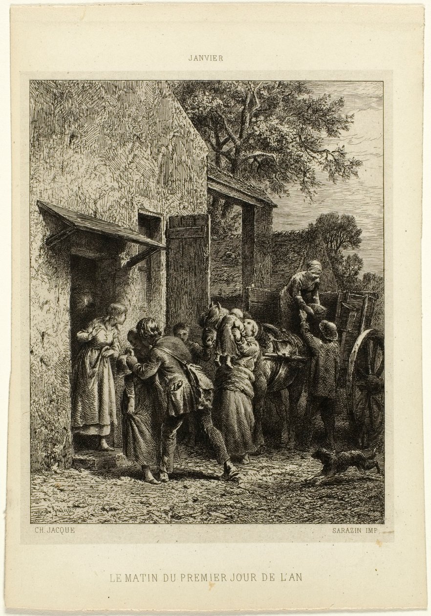 Årets første dag om morgenen af Charles Emile Jacque