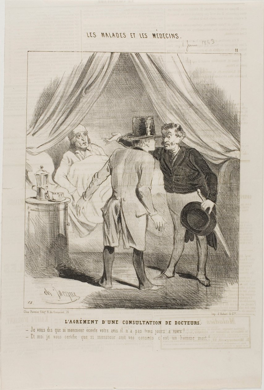 Fornøjelsen ved en lægekonsultation (planche 11) af Charles Emile Jacque