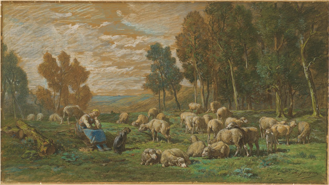 Hyrdinden af Charles Emile Jacque