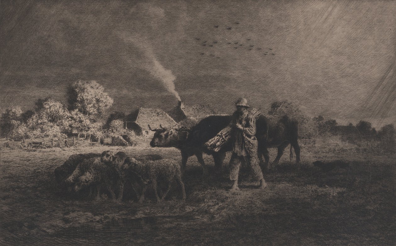 Stormen, 1865. af Charles Emile Jacque