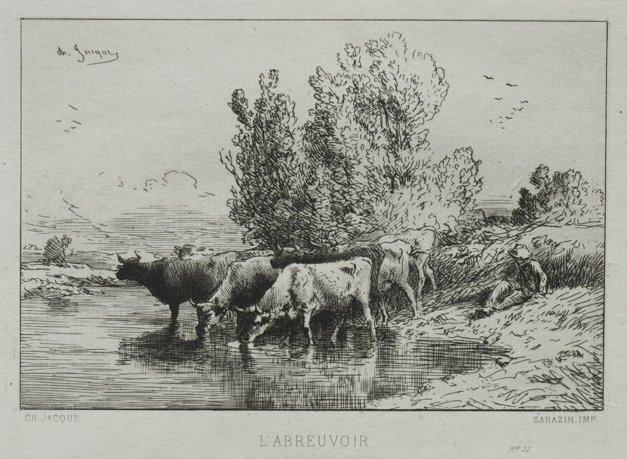 Vandingsstedet af Charles Emile Jacque