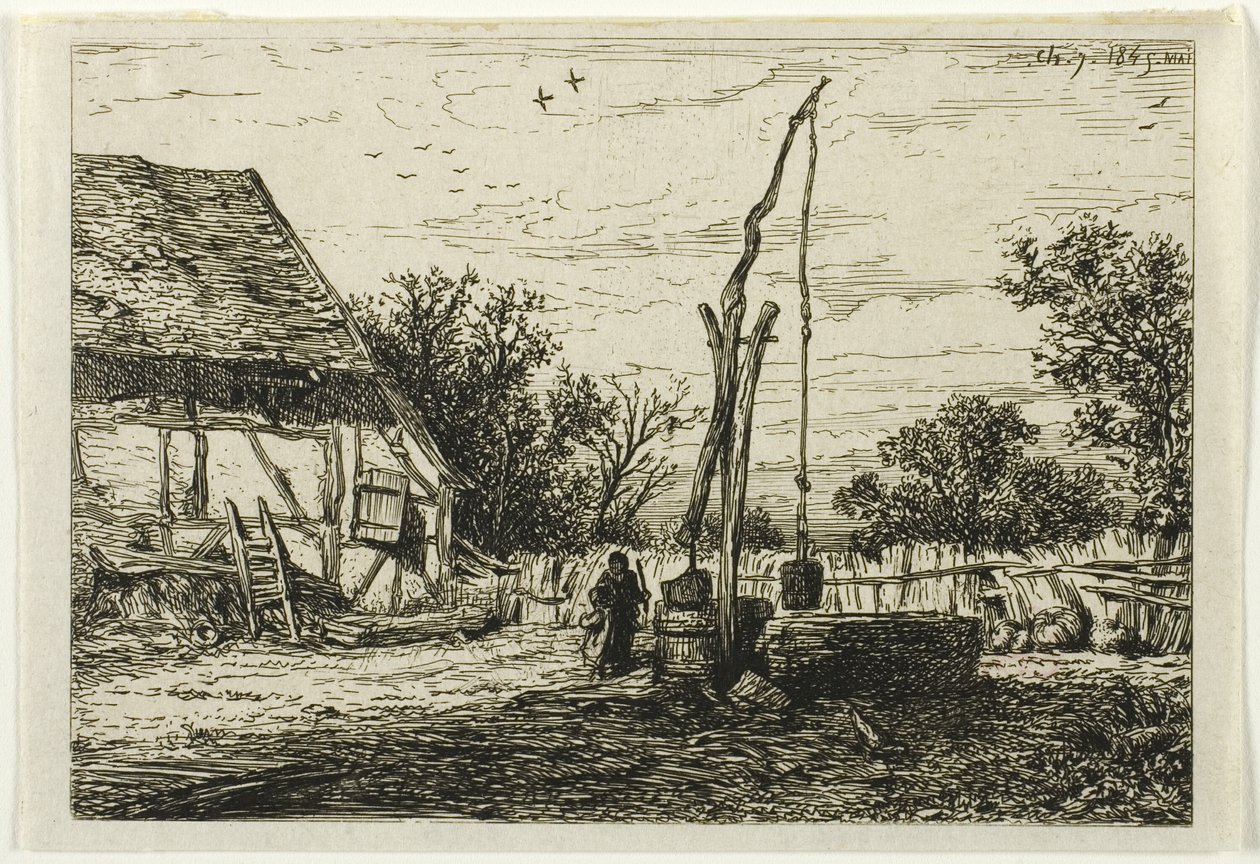 Godt i en gårdgård af Charles Emile Jacque
