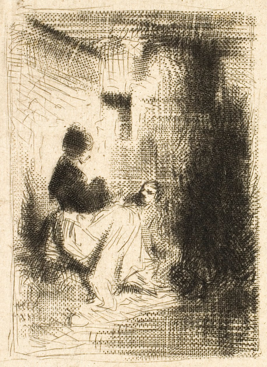 Kvinde og hendes børn af Charles Emile Jacque