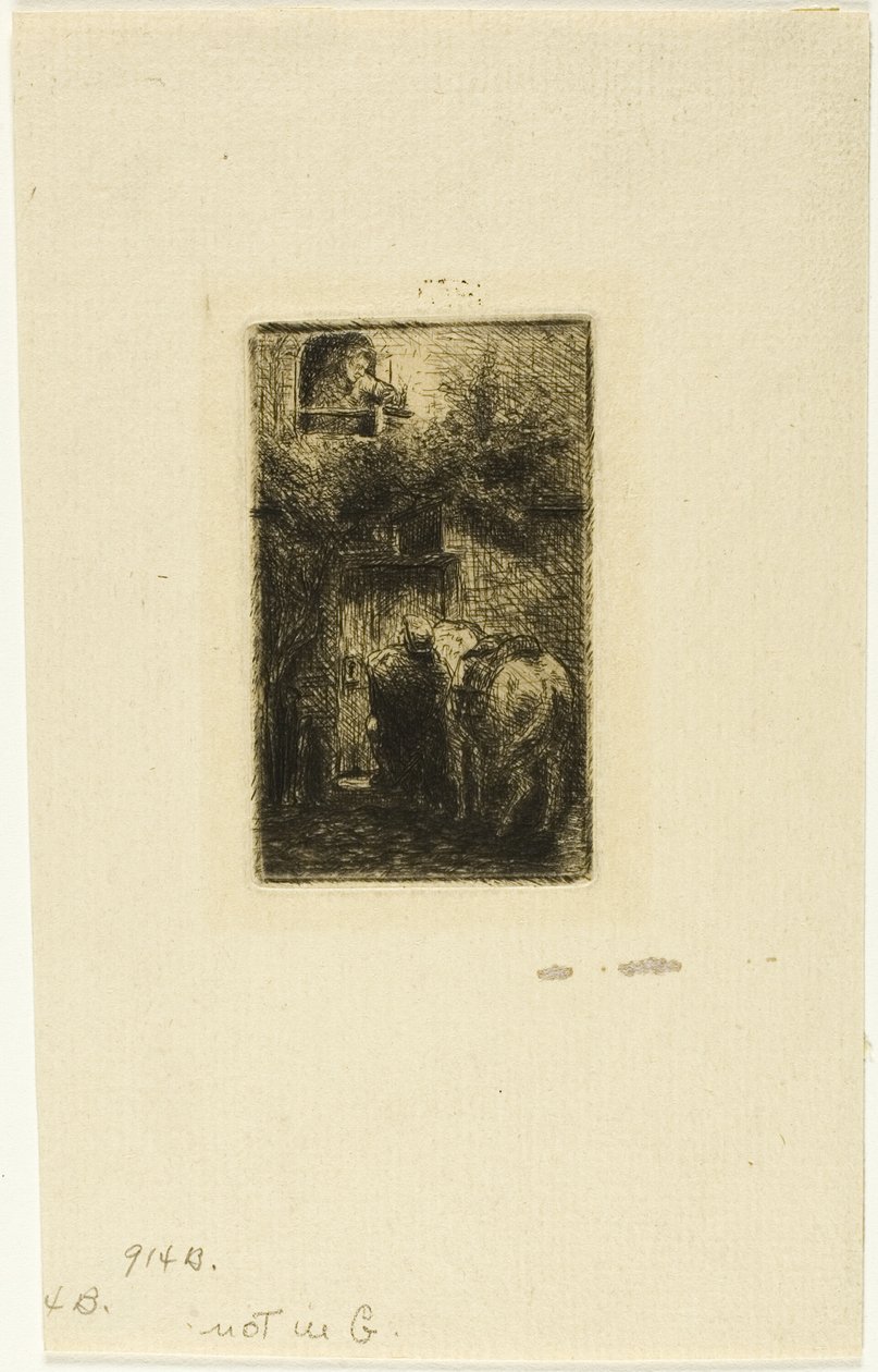 Kvinde ved Window of Inn af Charles Emile Jacque