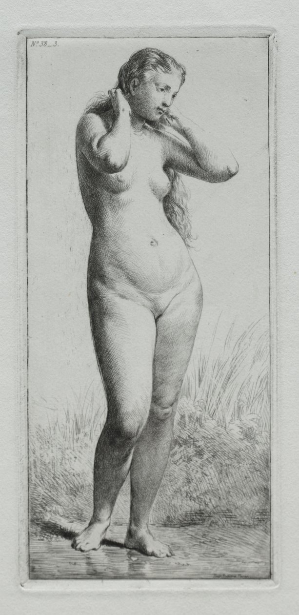 Ung kvinde bader af Charles Emile Jacque