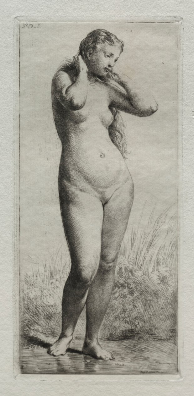 Ung kvinde bader. af Charles Emile Jacque