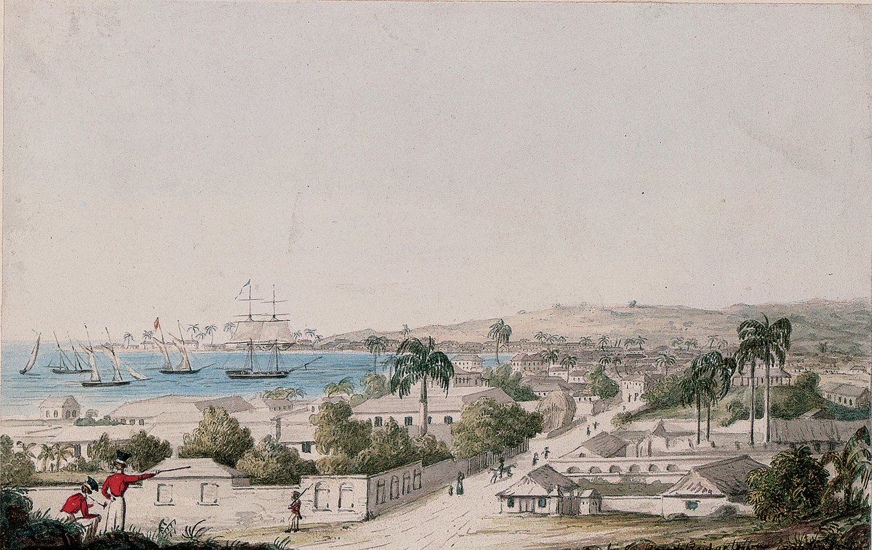 Udsigt over Carlisle Bay og Bridgetown, Barbados af Charles Emilius Gold