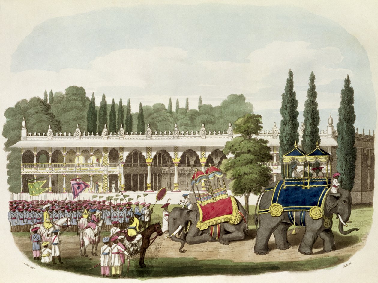 The Palace of Tippoo Sahib (1749-99) indgraveret af Thomas Hall for 