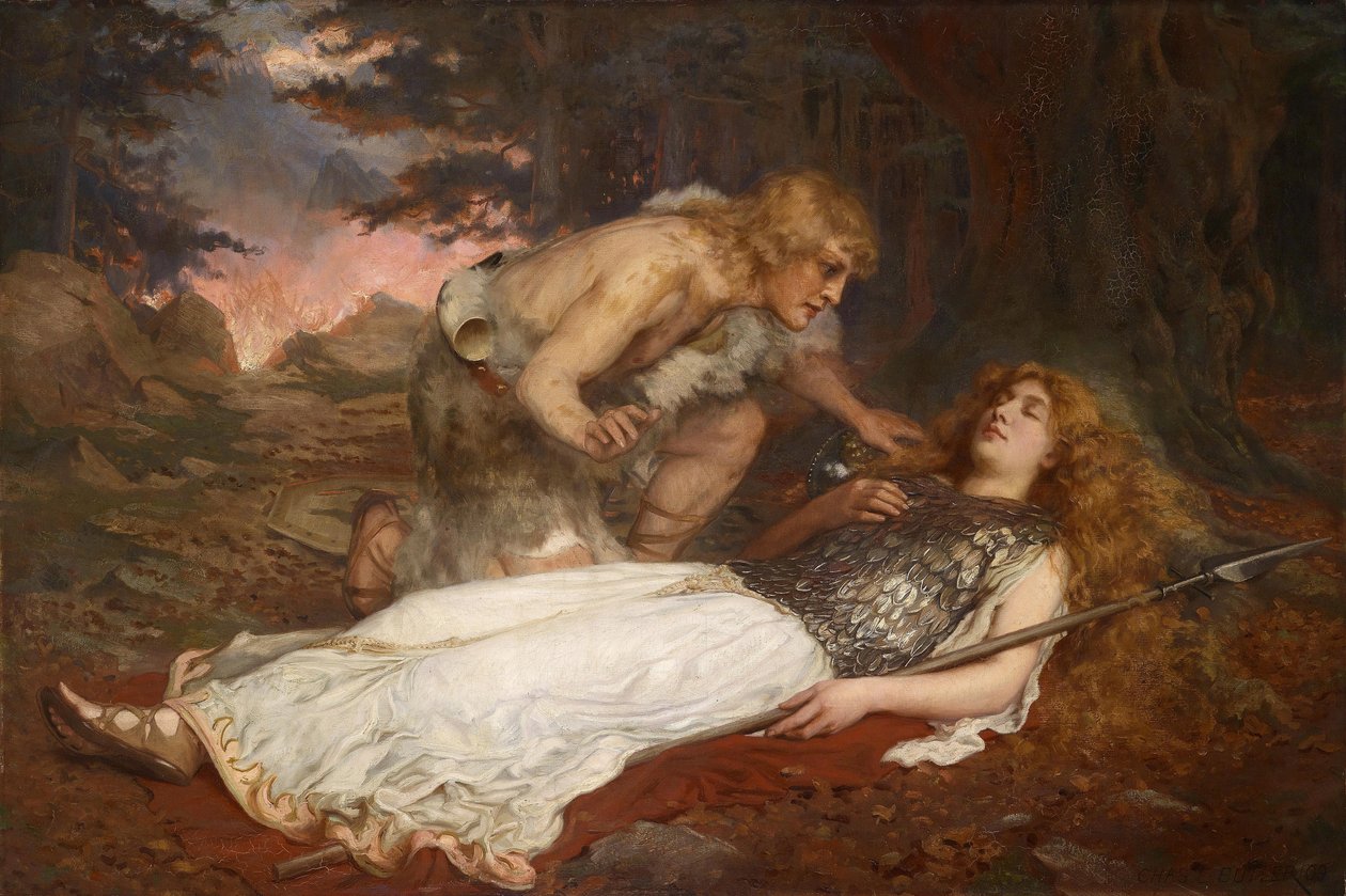 Siegfried (Sigurd) og Bruennhilde (Brunehild) af Butler, Charles Ernest (1864-1933). Olie på lærred, størrelse: 130x200 af Charles Ernest Butler