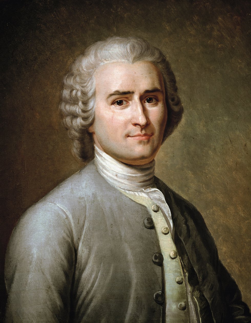 Portræt af Jean-Jacques Rousseau, schweizisk filosof (pastel af Charles Escot