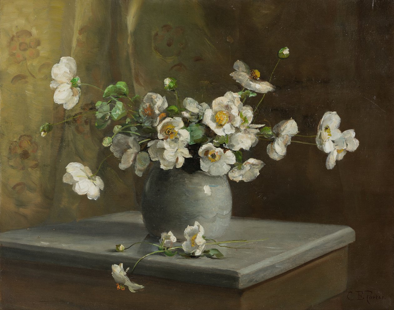 Blomsterstilleben, ca. 1880-90 (olie på lærred) af Charles Ethan Porter