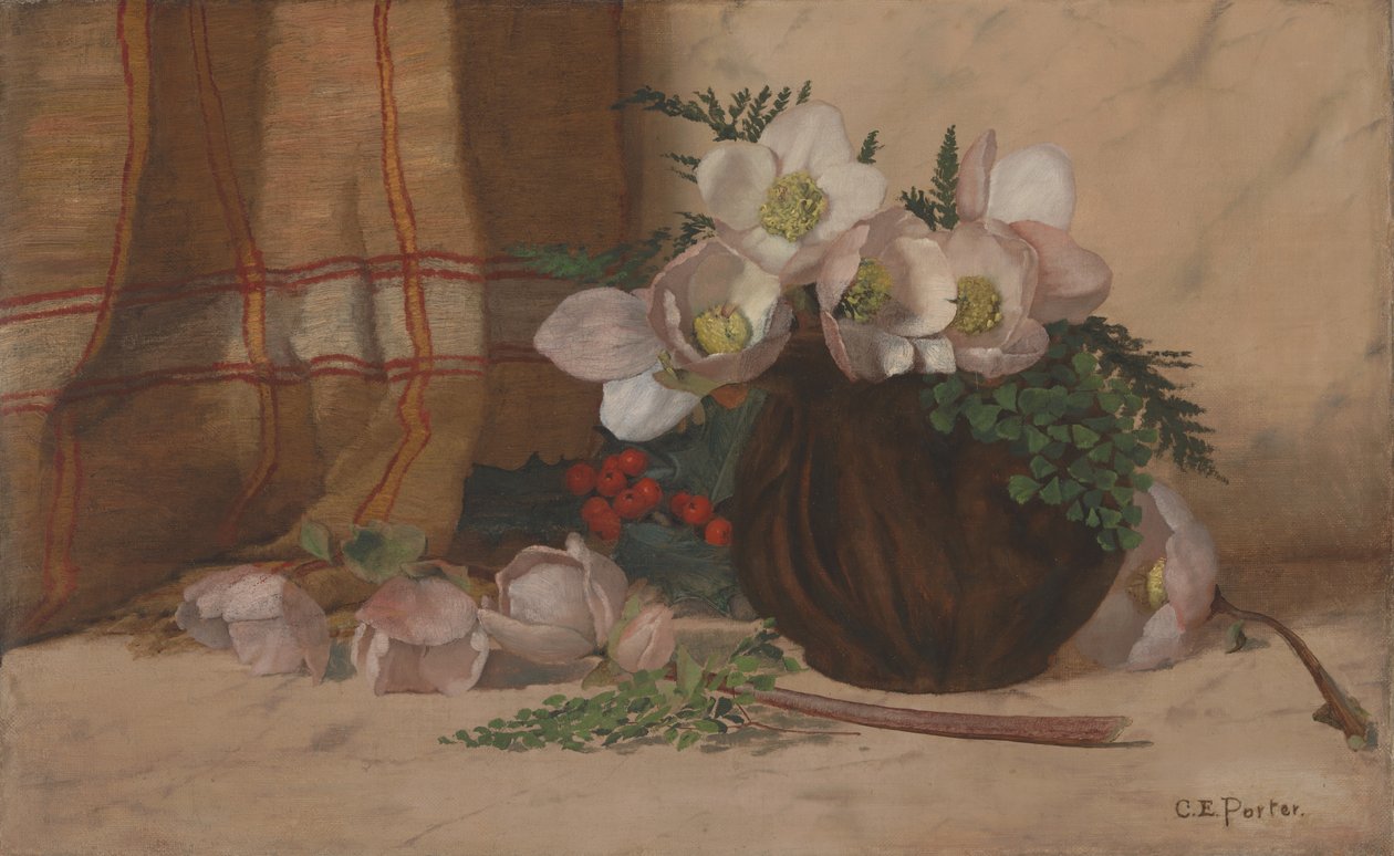 Stilleben med roser, ca. 1885-87 (olie på linned) af Charles Ethan Porter