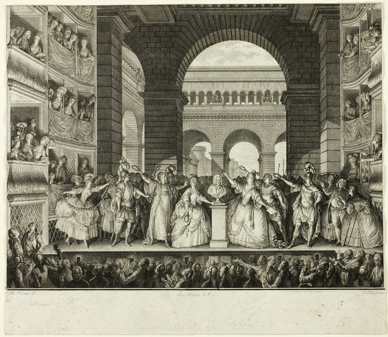 Kroning af Voltaire af Charles Etienne Gaucher