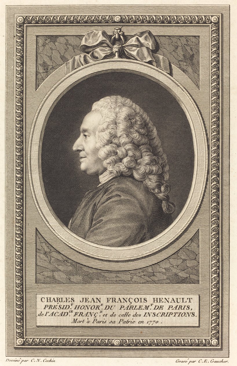 Charles Jean Francois Henault af Charles Etienne Gaucher after Charles Nicolas Cochin II