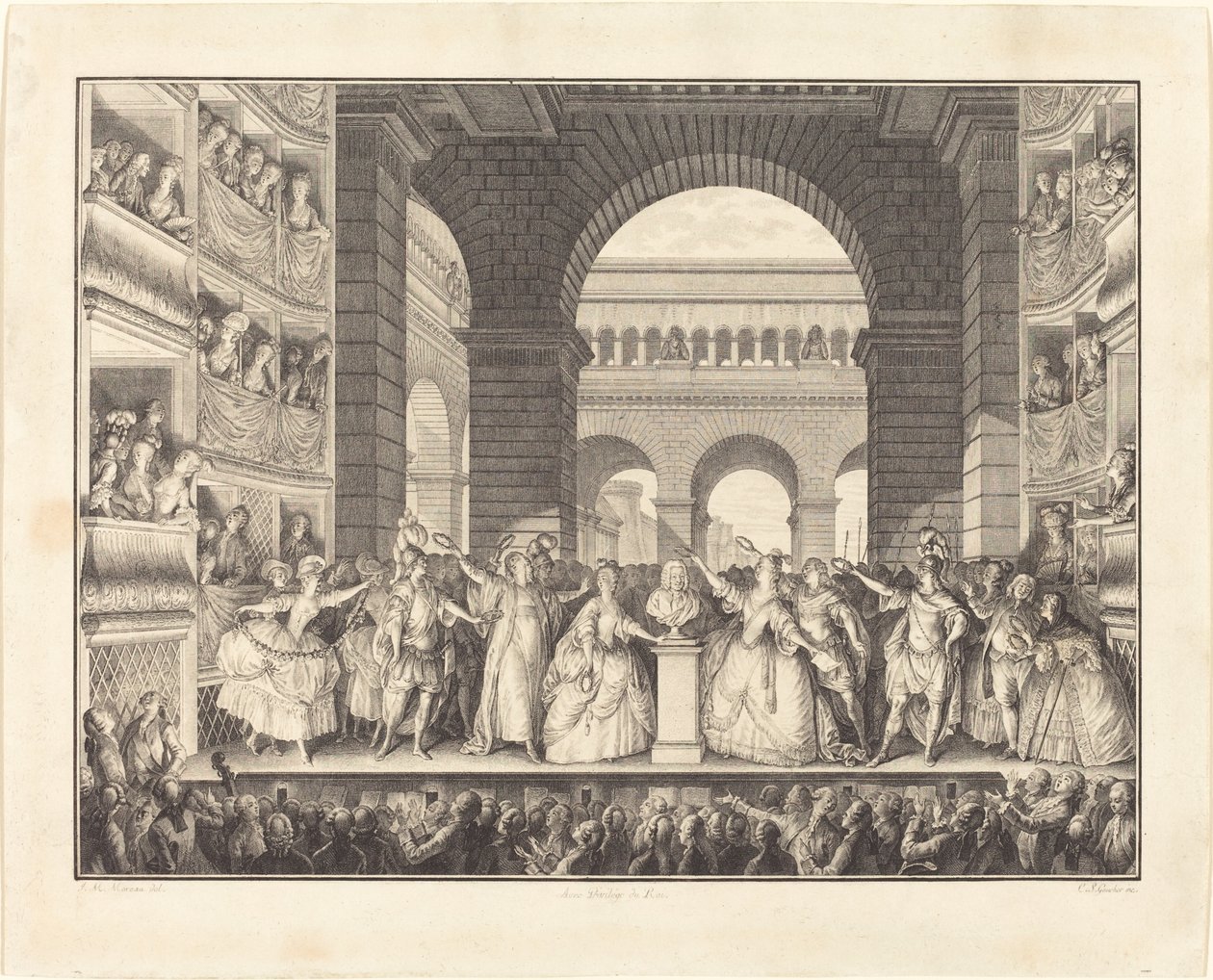 Coronation of Voltaire (The Crowning of Voltaire) af Charles Etienne Gaucher after Jean Michel Moreau