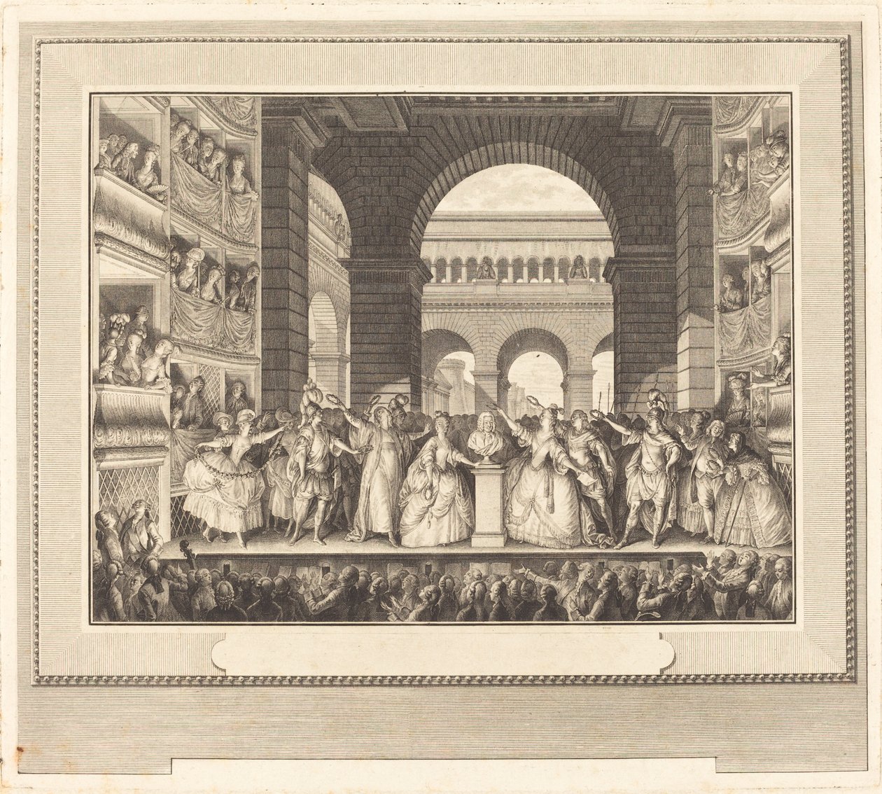 Coronation of Voltaire (The Crowning of Voltaire) af Charles Etienne Gaucher after Jean Michel Moreau