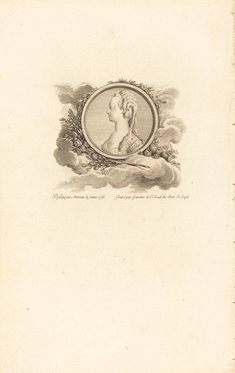 Marie Antoinette af Charles Etienne Gaucher after Jean Michel Moreau