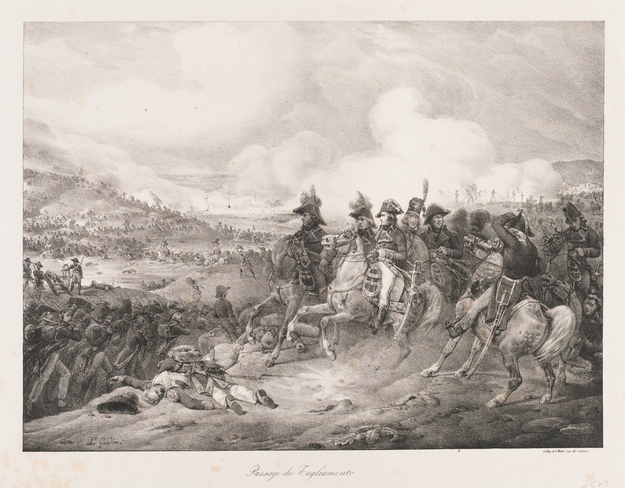 Krydser Iagliomento, begyndelsen af det 19. århundrede (litho) af Charles Etienne Pierre Motte