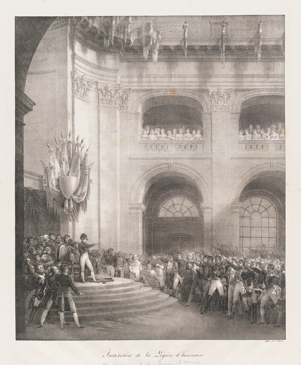 Dannelse af Æreslegion, begyndelsen af 19 århundrede (litho) af Charles Etienne Pierre Motte