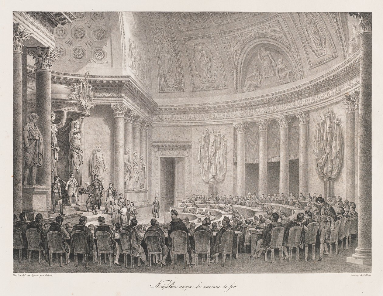 Napoleon accepterer jernkorset, tidligt 19 århundrede af Charles Etienne Pierre Motte