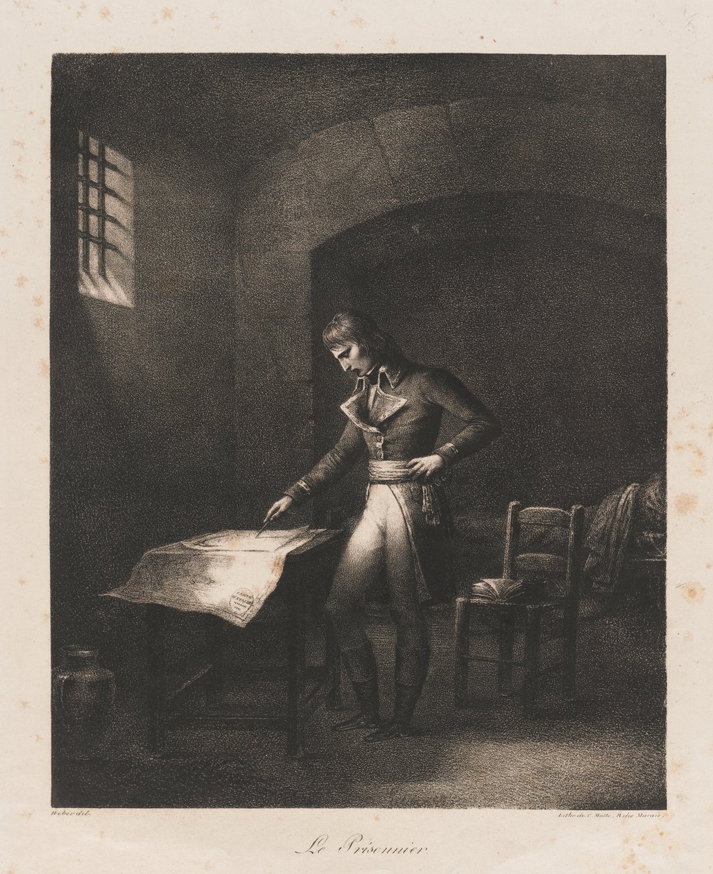 The Prisoner, begyndelsen af det 19. århundrede (litho) af Charles Etienne Pierre Motte