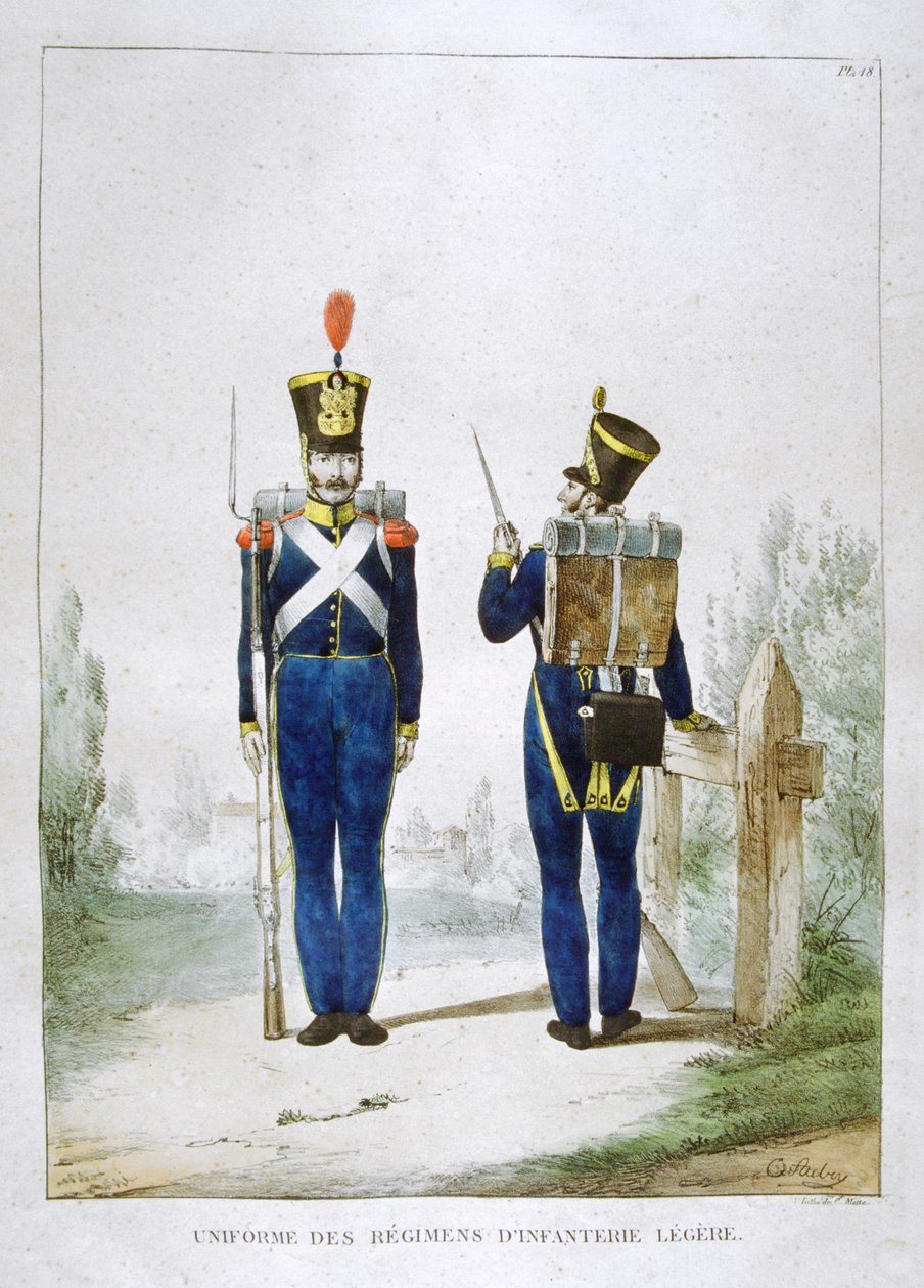 Uniform af et regiment af let infanteri, Frankrig, 1823. af Charles Etienne Pierre Motte