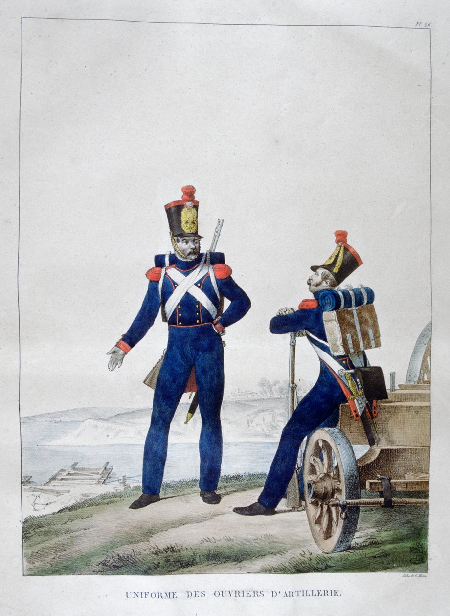 Uniform af artillerister, Frankrig, 1823 af Charles Etienne Pierre Motte