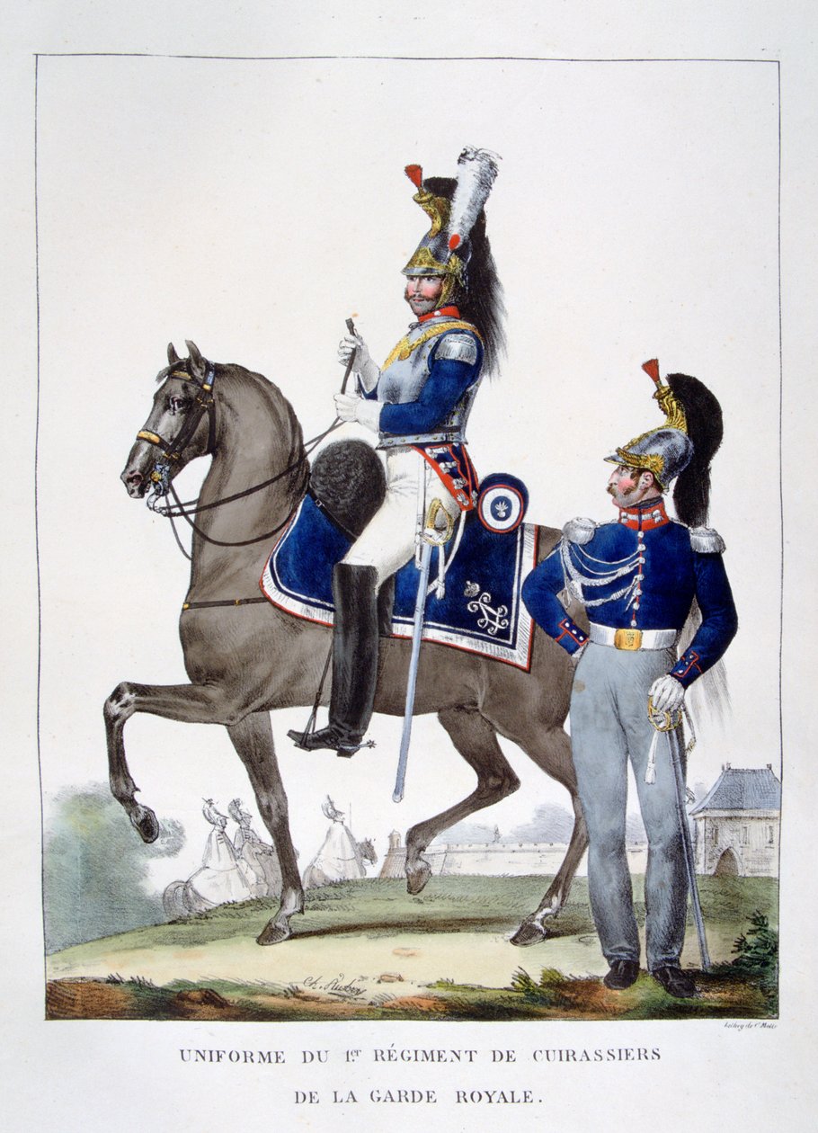 Uniform fra 1. Regiment af Chasseurs af den kongelige garde, Frankrig, 1823. af Charles Etienne Pierre Motte
