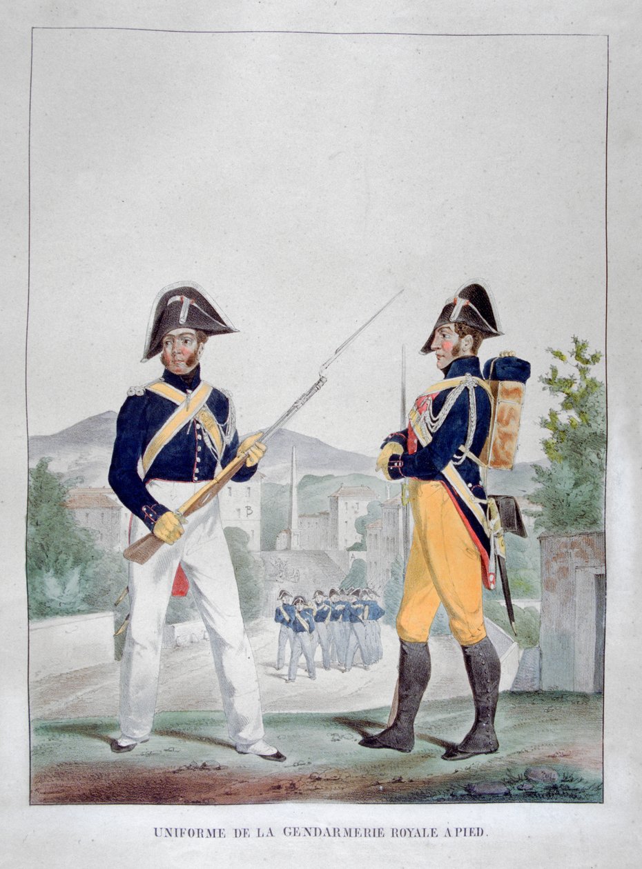 Uniform af de kongelige fodgendarmer, Frankrig, 1823. af Charles Etienne Pierre Motte