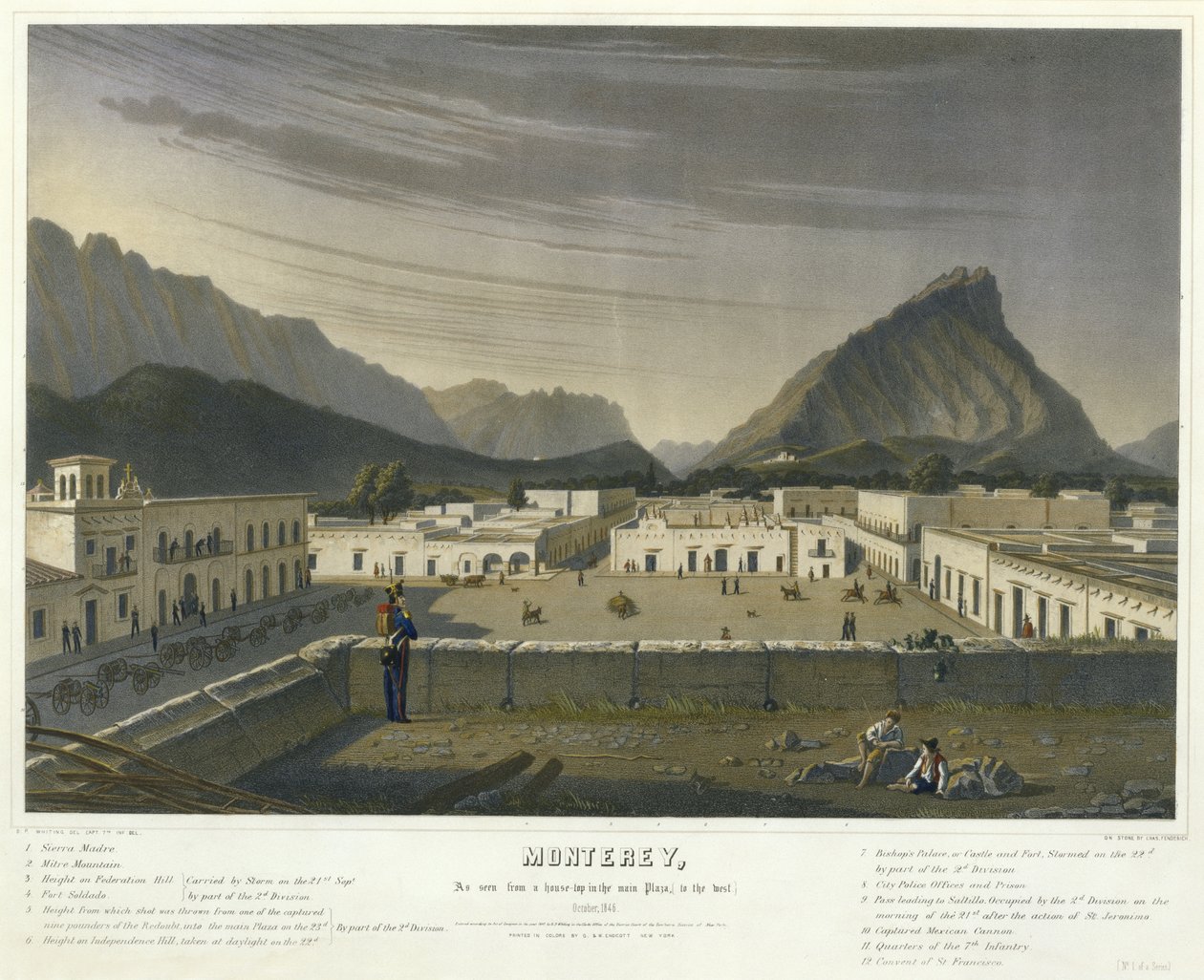 Monterey, Som set fra en hustop på hovedpladsen, [mod vest] oktober af Charles Fendrich